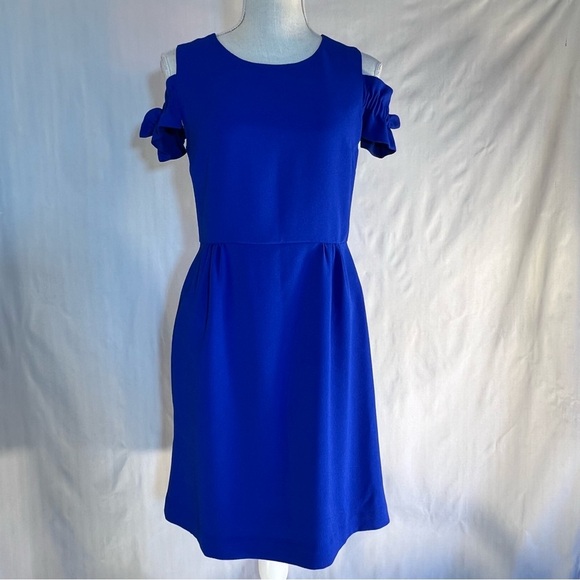 Tyler Boe Royal Blue Cold Shoulder Elastic Short Sleeves Short Sheath Dress 2 - Picture 1 of 9